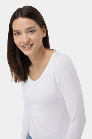 Solid Long Sleeve T-Shirt For Women - White