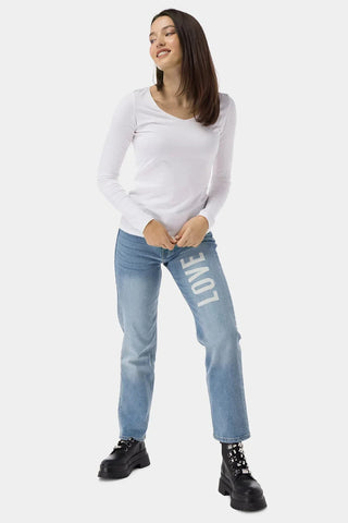 Solid Long Sleeve T-Shirt For Women - White