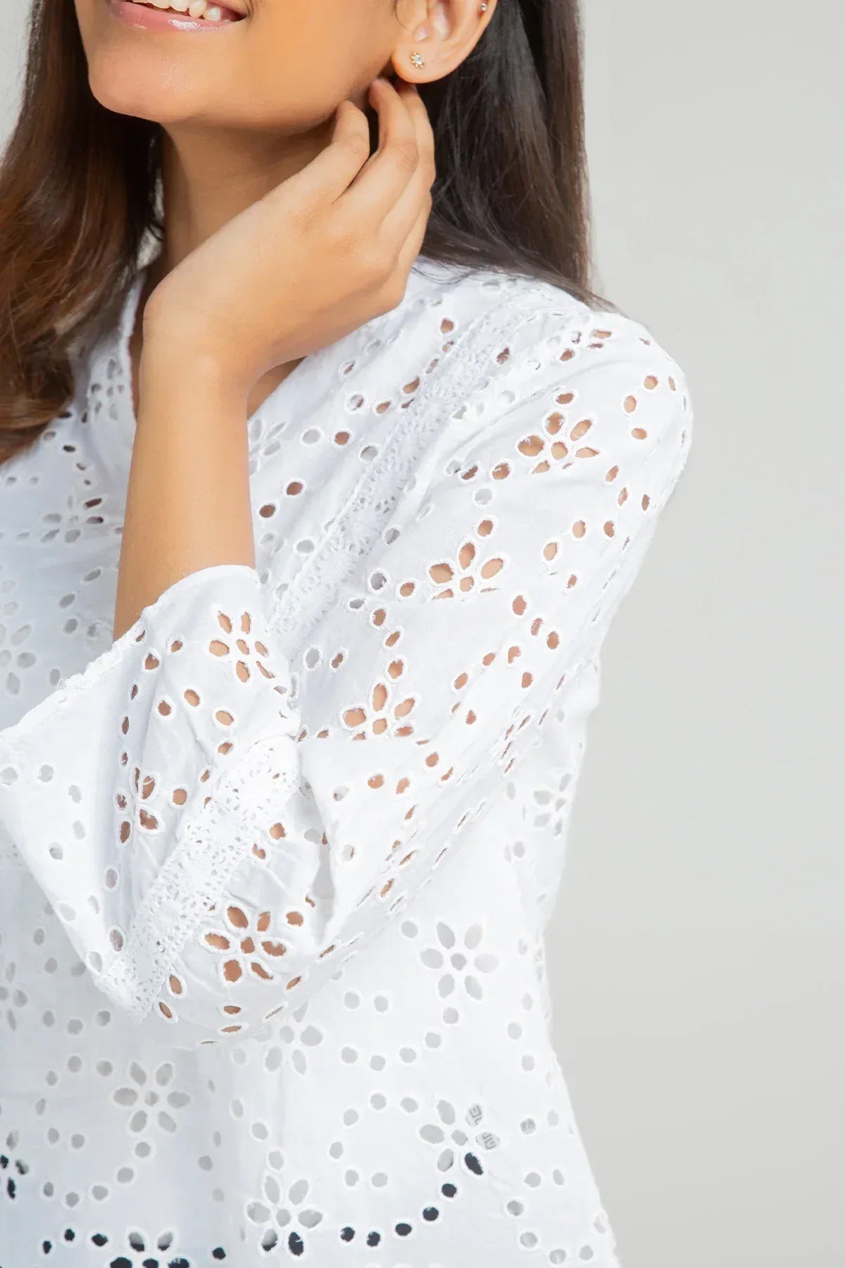 Embroidered Shirt For Women - White - New Arrival - MEME