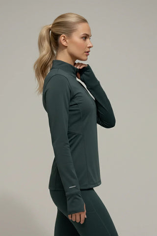 Half-Zip Activewear Top For Women - Verde Menta
