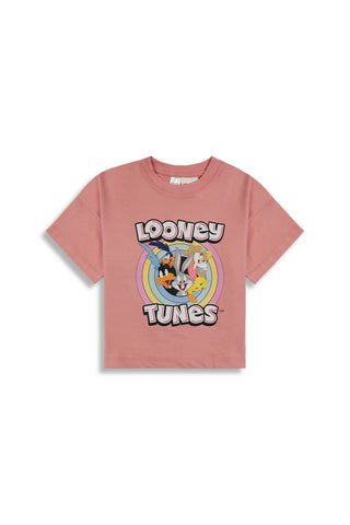 Loony Tunes T-Shirt for Girl- Greyish Pink