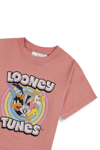 Loony Tunes T-Shirt for Girl- Greyish Pink