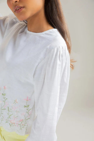 Embroidered Top For Women - White - New Arrival - MEME