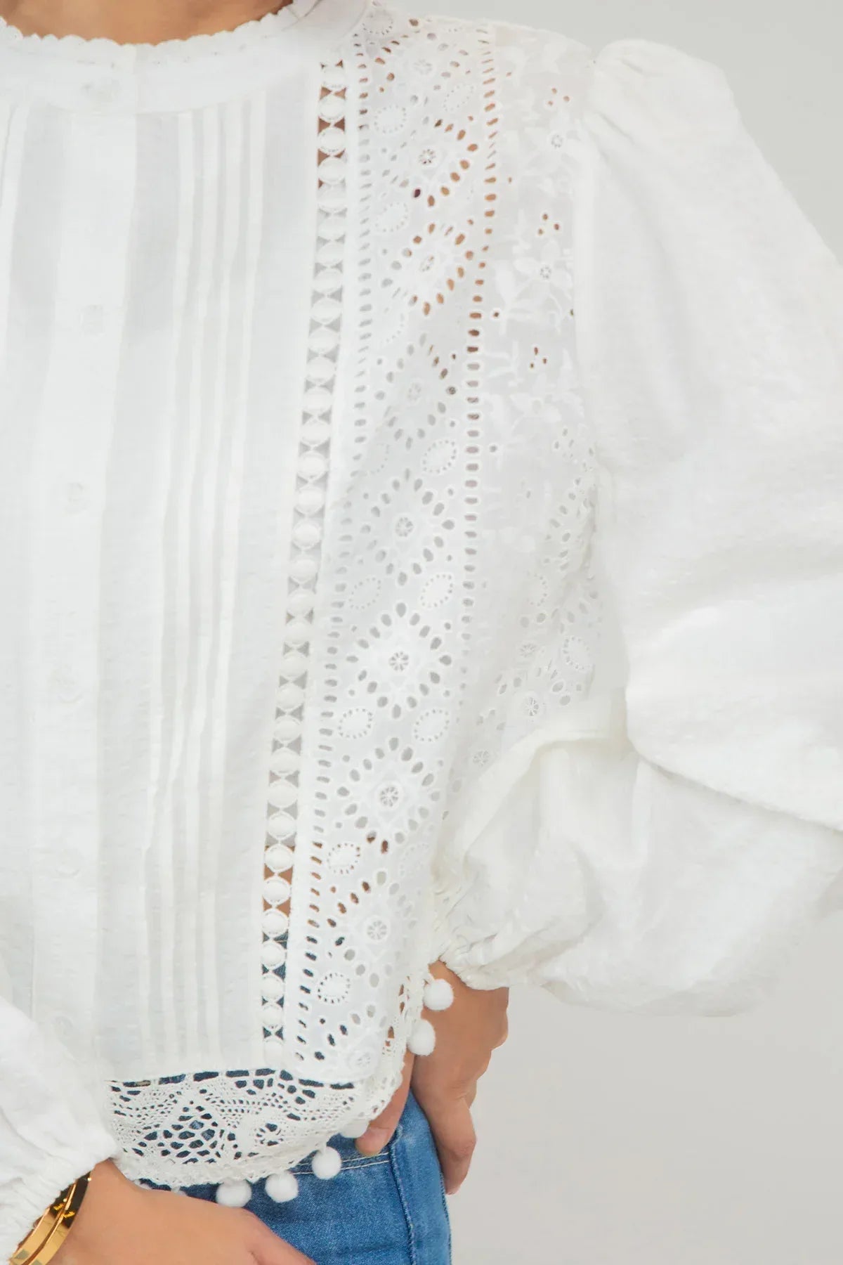 Embroidred Shirt For Women - White - New Arrival - MEME
