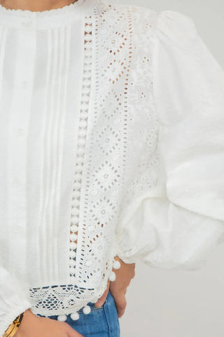 Embroidred Shirt For Women - White - New Arrival - MEME