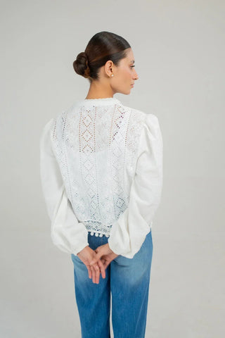 Embroidred Shirt For Women - White - New Arrival - MEME