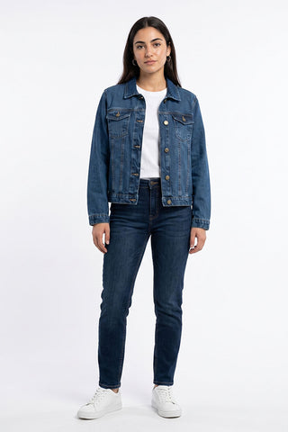 Denim Jacket For Women - Mid Blue