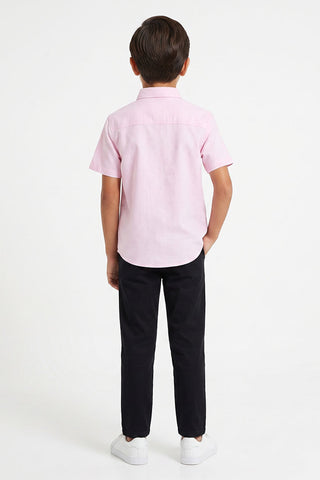 Solid Button Downshirt For Boy
