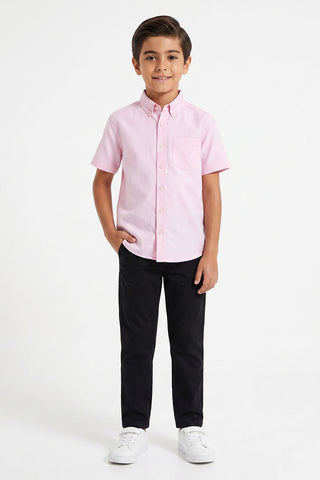 Solid Button Downshirt For Boy