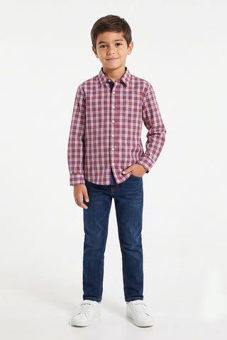Checkered Button Downshirt For Boy