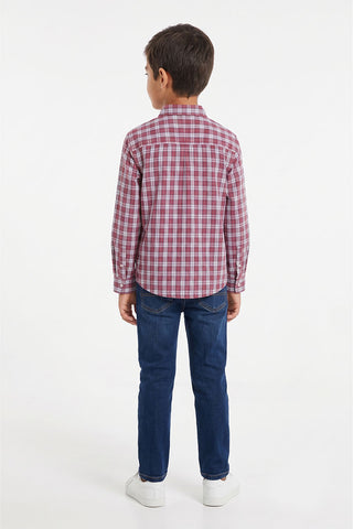 Checkered Button Downshirt For Boy