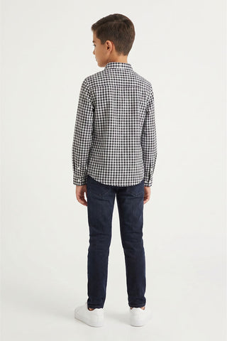Checkered Button Downshirt For Boy