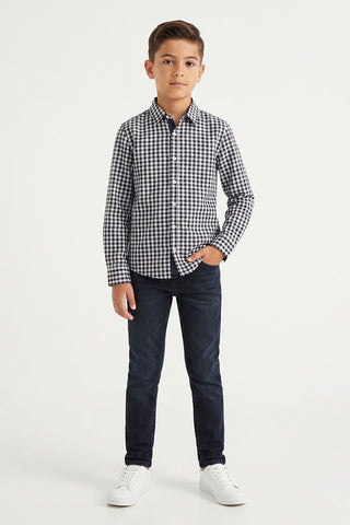 Checkered Button Downshirt For Boy