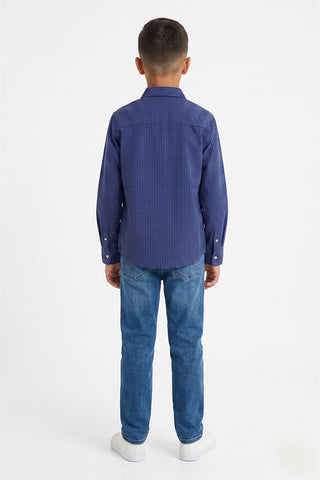Checkered Button Downshirt For Boy