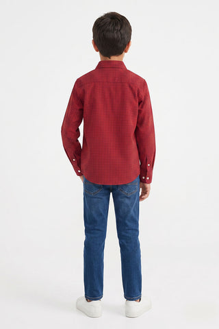 Checkered Button Downshirt For Boy