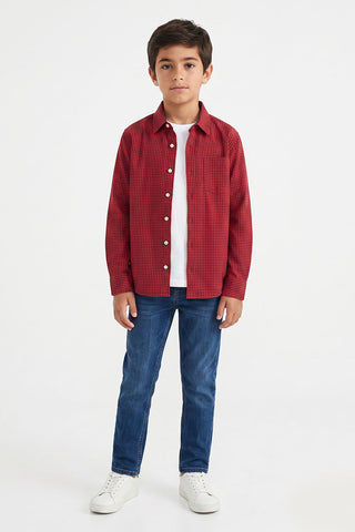 Checkered Button Downshirt For Boy