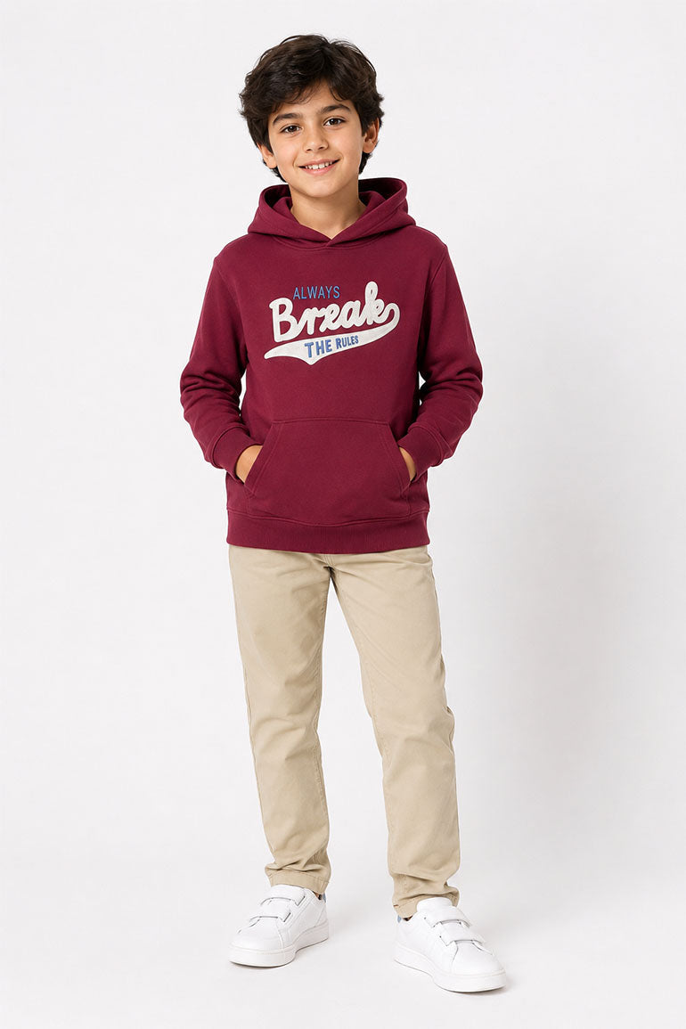 SLOGAN PULLOVER HOODIE FOR BOYS