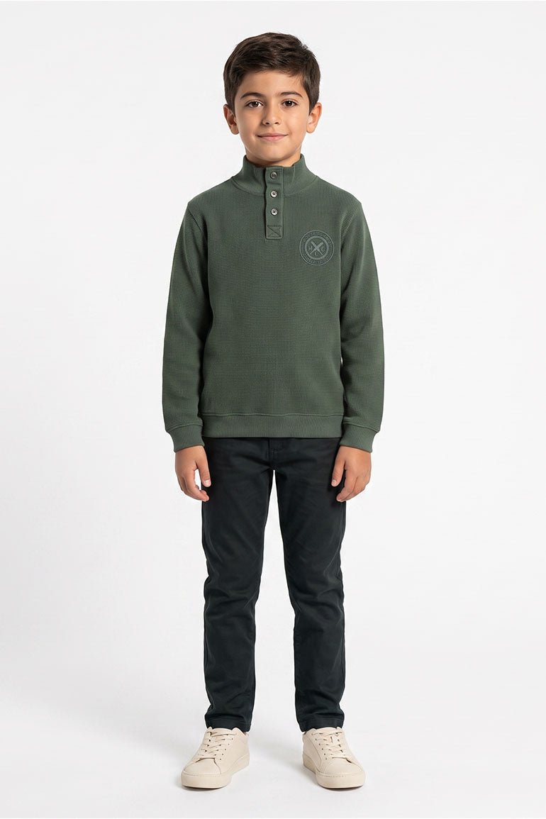 High-Neck Button Sweatshirt for Boys