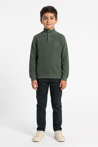 High-Neck Button Sweatshirt for Boys