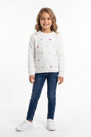 EMBROIDERED FUZZY SWEATER FOR GIRLS