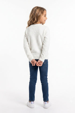 EMBROIDERED FUZZY SWEATER FOR GIRLS