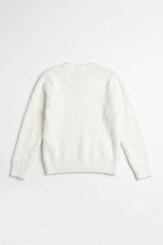 EMBROIDERED FUZZY SWEATER FOR GIRLS