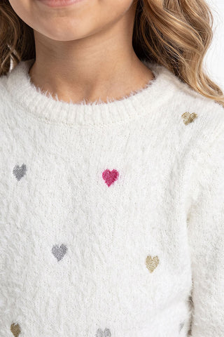 EMBROIDERED FUZZY SWEATER FOR GIRLS