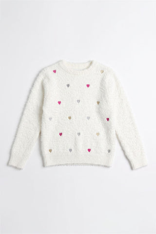 EMBROIDERED FUZZY SWEATER FOR GIRLS