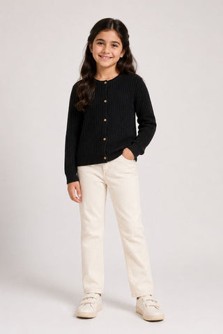 RIBBED KNIT CARDIGAN FOR GIRLS