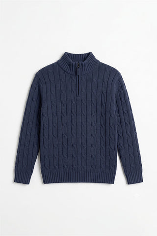Quarter Zip-Up Knitted Sweater for Boys