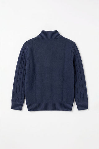Quarter Zip-Up Knitted Sweater for Boys