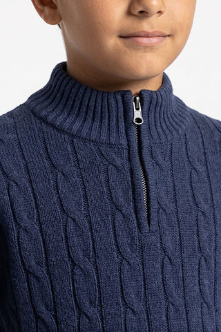 Quarter Zip-Up Knitted Sweater for Boys
