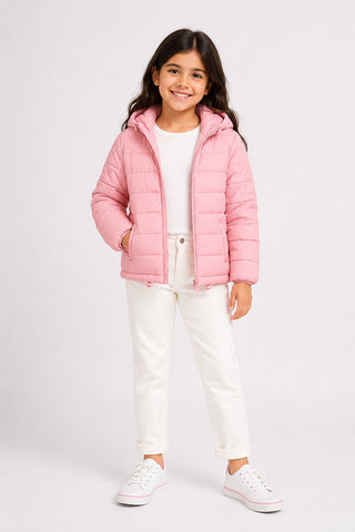 HOODED QUILTED PUFFER JACKET FOR GIRLS