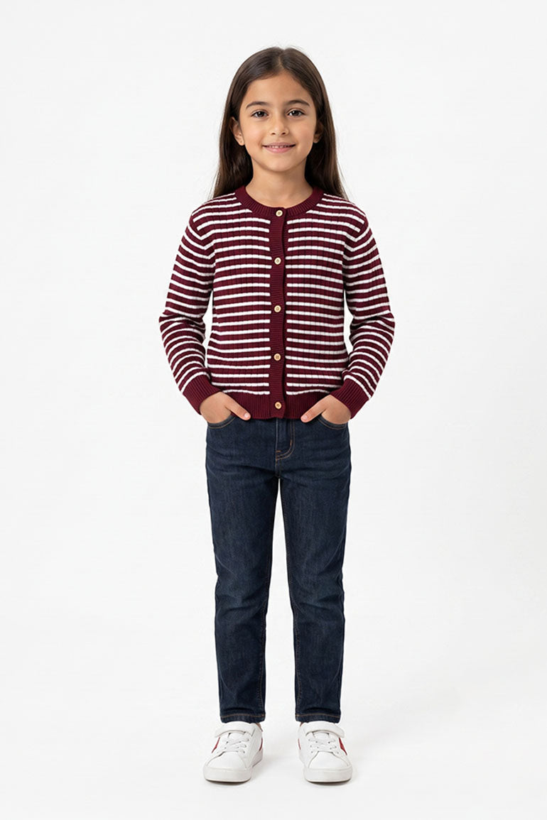 STRIPED KNIT CARDIGAN FOR GIRLS