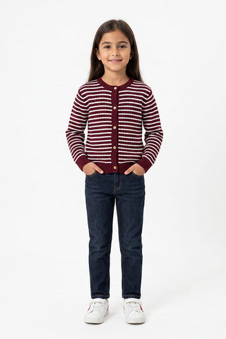 STRIPED KNIT CARDIGAN FOR GIRLS