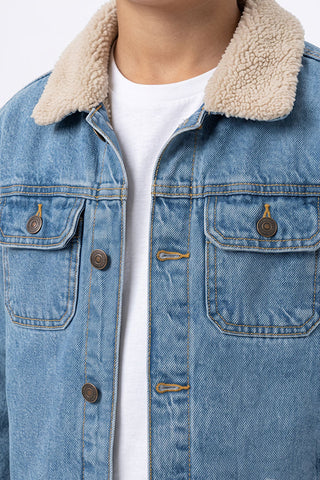 Sherpa Collar Denim Jacket for Boys