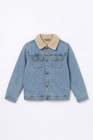 Sherpa Collar Denim Jacket for Boys