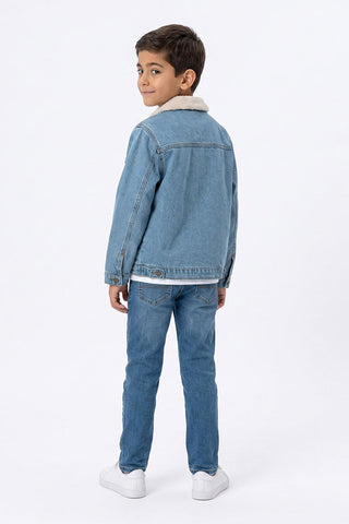 Sherpa Collar Denim Jacket for Boys