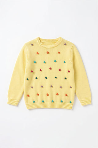 Knitted Sweater with pom pom detail for Baby Girls