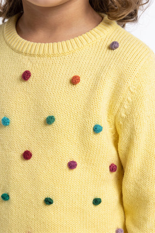 Knitted Sweater with pom pom detail for Baby Girls