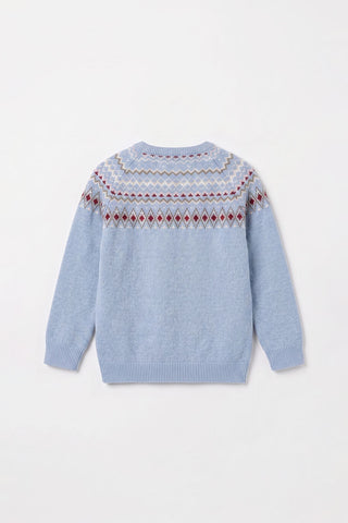 Light Blue Fair Isle Knitted Sweater for Baby Boys