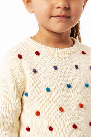 Knitted Sweater with pom pom detail for Baby Girls