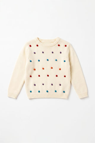 Knitted Sweater with pom pom detail for Baby Girls