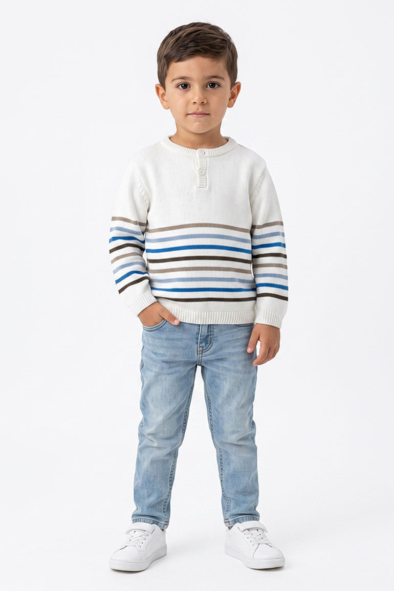 Striped Henley Knit Sweater for Baby Boys