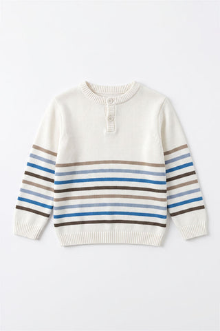 Striped Henley Knit Sweater for Baby Boys