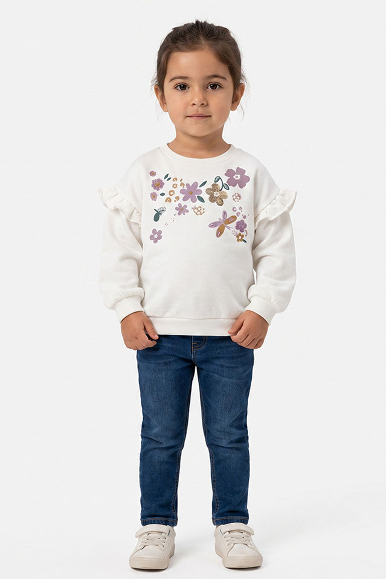 PRINTED RUFFLE SWEATSHIRT FOR BABY GIRLS