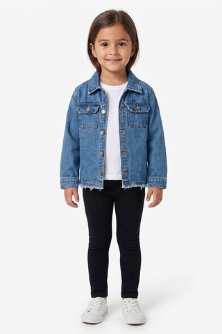 Washed Denim Shirt Jacket for Baby Girls