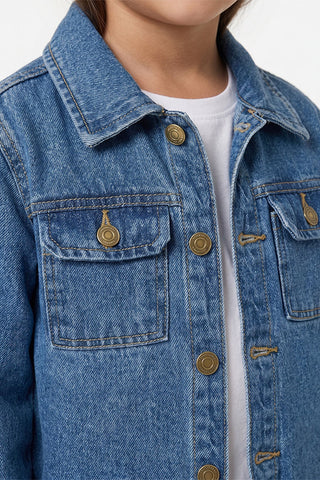 Washed Denim Shirt Jacket for Baby Girls