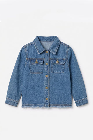 Washed Denim Shirt Jacket for Baby Girls