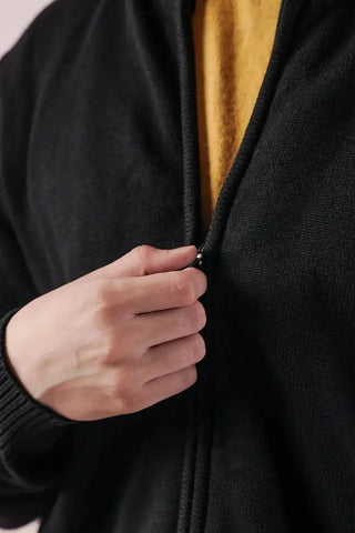 Zipper Cardigan For Men - Black